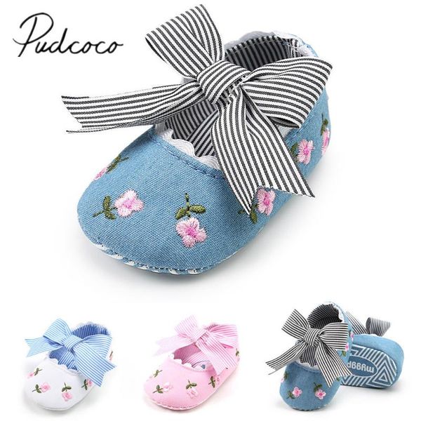 

first walkers newborn toddler infant baby girls bow anti-slip cloth crib shoes soft sole sneakers prewalker bow flower shoes