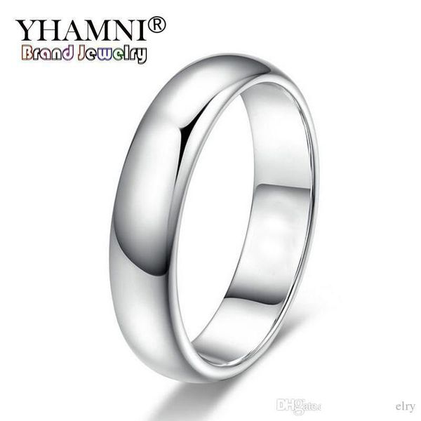 

yhamni lose money promotion real pure white gold rings for women and men with 18kgp stamp 5mm gold color ring jewelry br050, Silver