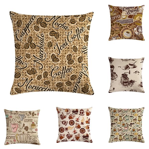 

кофе pattern наволочка печать наволочка хлопок белье наволочка для подушки дивана автомобилей home decor coussin zy882