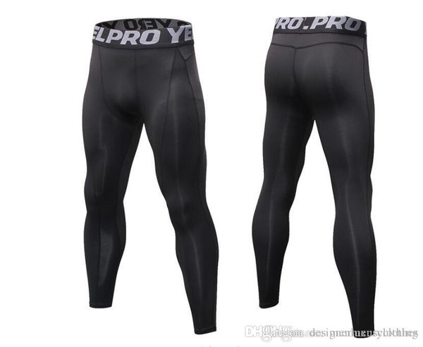 

мужские компрессионные брюки тренажерный зал фитнес спортивные брюки jogger дизайнер hommes pantalones, Black