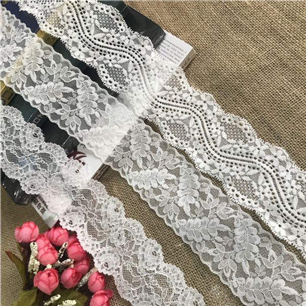 

s1276 width 3-11cm elastic flower floral pattern trim lace ribbon hollow out stretch fabric lace decoration, Black