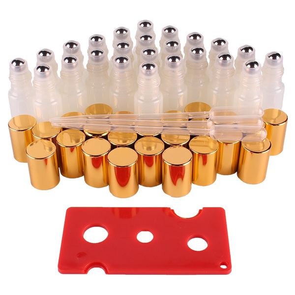 

24pcs 5ml white essential oil pearl coated glass roll on bottles with stainless steel roller ball for perfume aromatherapy