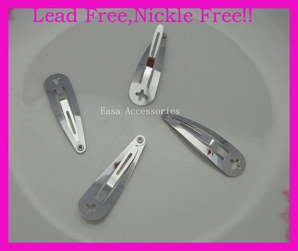 

100pcs 4.0cm silver finish plain round head metal snap clip with cross hole at lead and nickle quality, Golden;silver