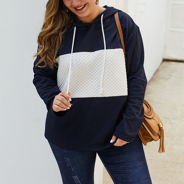 

autumn and winter large size women's hoodie 4xl 5xl 6xl 7xl 8xl bust 138cm fashion hoodie white rope stitching, Black