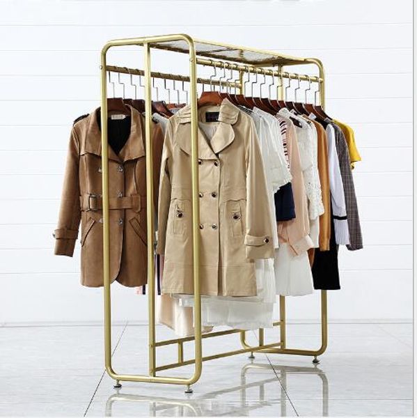 

clothes store hanger bedroom furniture display rack double-row parallel bars floor-to-floor women's cloth shop shelves nordic simple cl