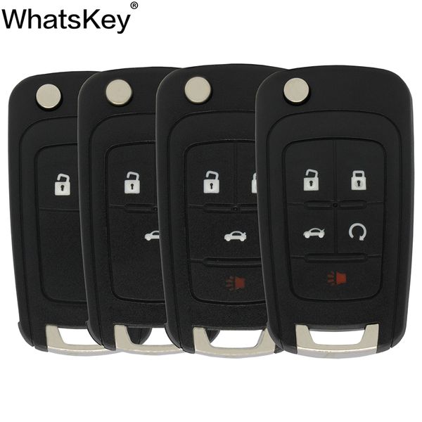 

whatskey 10pcs/lot 2/3/4/5 buttons flip folding car key shell for cruze epica aveo lova camaro remote key case