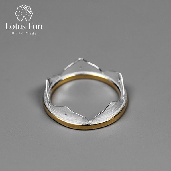 

lotus fun real 925 sterling silver natural creative handmade fine jewelry minimalist lotus flower rings for women, Golden;silver