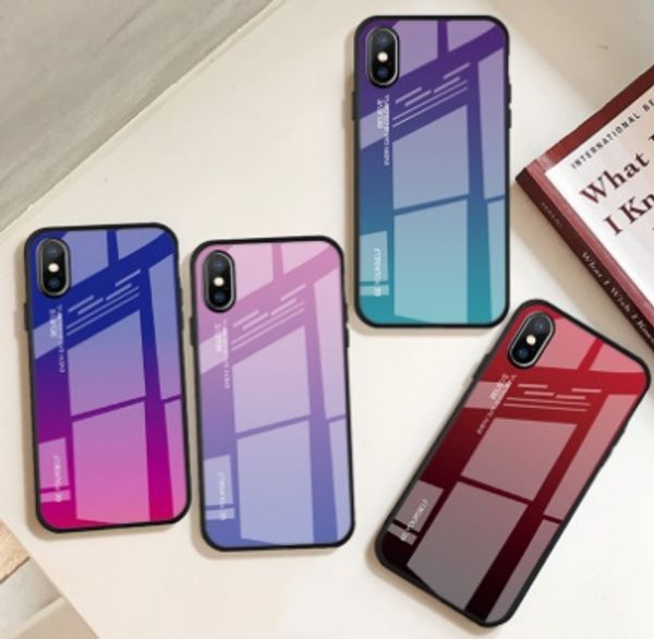 

colorful tempered glass mobile phone shell cell phone cases gradient ramp case cell phone cases for iphone 7plus for samsung s10 plus
