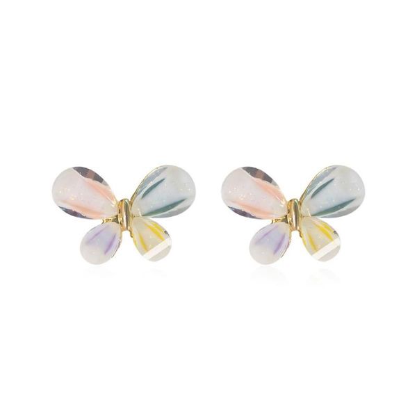 

stylish sweet cute student butterfly earrings metal resin silver needle earrings suitable for women's party gifts, Golden;silver