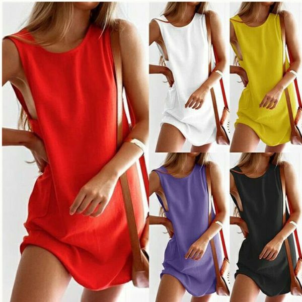 

spring fashion bohemian women dress solid o-neck sleeveless cotton linen casual mini dresses new casual female dresses, Black;gray