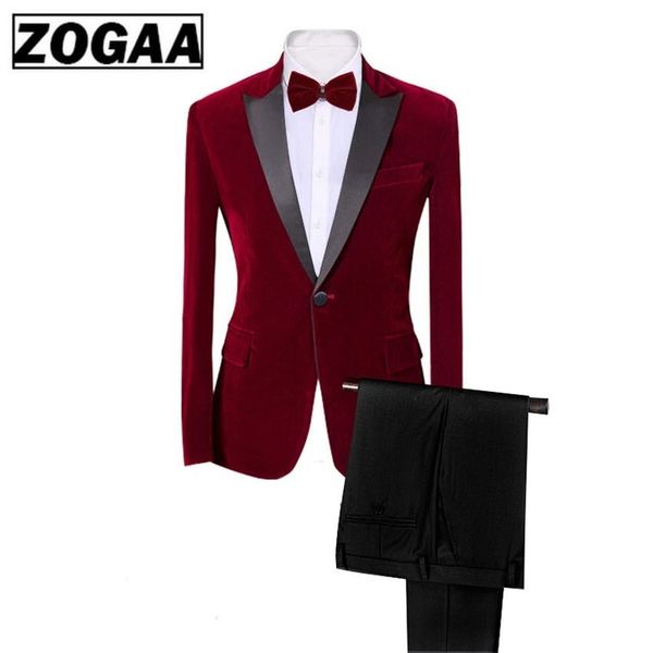 

zogaa velvet suits men's classic 3 pieces set fashion england style wedding suits men's groom solid slim fit tuxedo prom costume, White;black