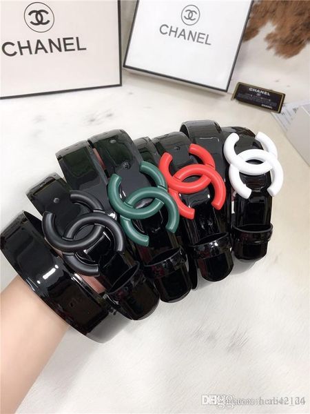 

fashion belts for woman brand double chain buckle leather designer belts european style brand belt business with box, Black;brown