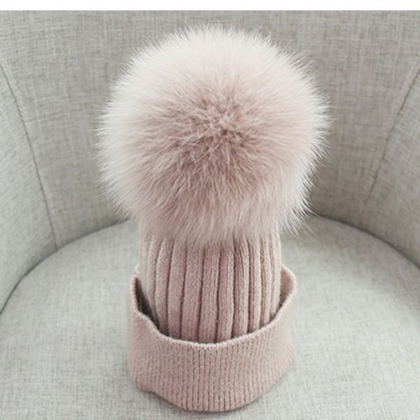

2020 natural fur pompon hat thick winter for women cap beanie hats knitted cashmere wool caps female skullies beanies, Blue;gray