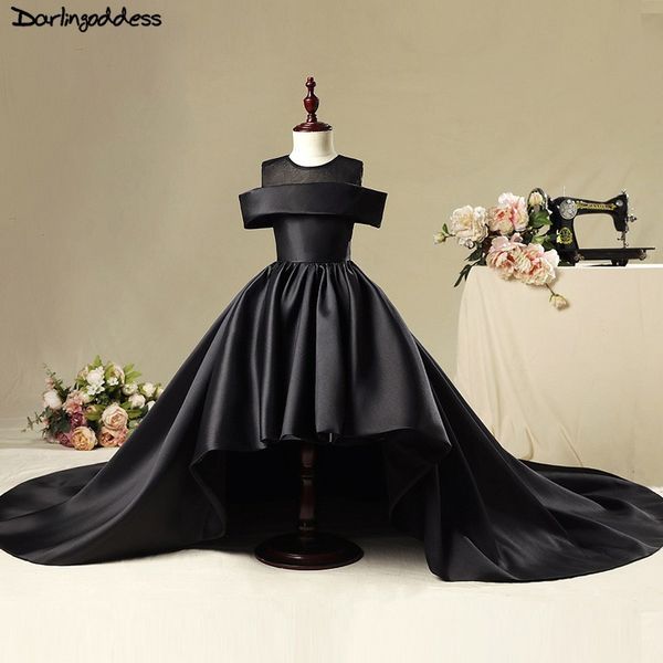 

luxury flower girl dress for weddings ball gown black red satin vestidos de comunion pageant dress first communion dresses 2019, Red;yellow