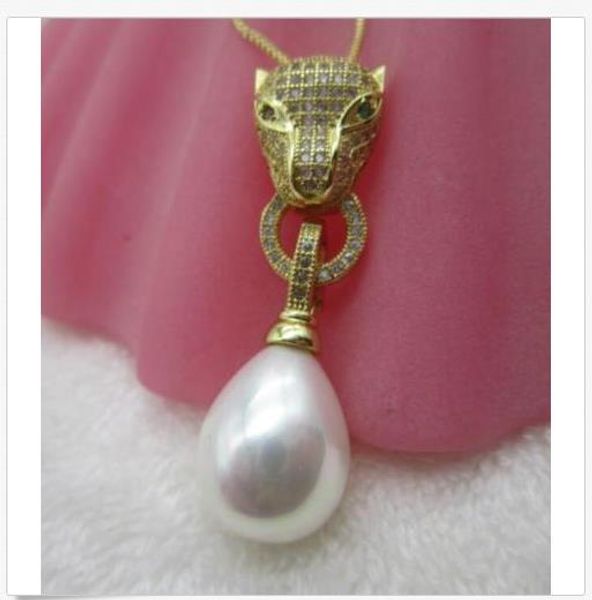 

huge14mm natural south sea white shell pearl pendant necklace 18inch, Silver