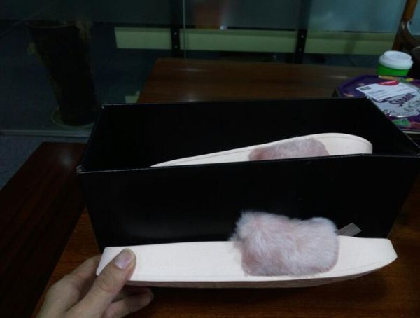 

new 2017 rihanna fenty leadcat fur slides - pink, black, white yellow purple red wine red slide sandal womens slippers retail0