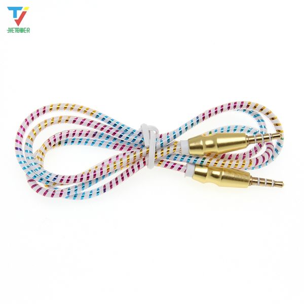 

new 1m 3.5mm jack auxiliary cable audio cable male to male flat aux cable car player to connect with audio device