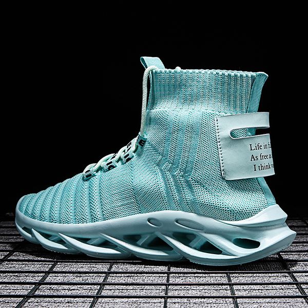 

youqijia new high-damping flying woven hollow shoes men casual sock shoes fashion men sock walking footwear chaussure homme, Black