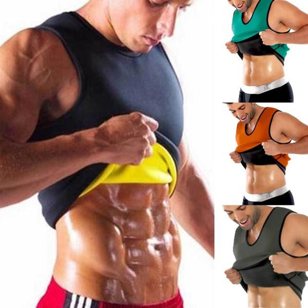 

men waist support trainer vest sauna sweat shapewear body shaper sport tank slimming shirt, Black;gray