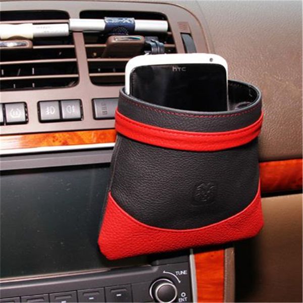 

portable leather money key holder car hanging bag car storage box vehicle storage bucket phone coin organizer