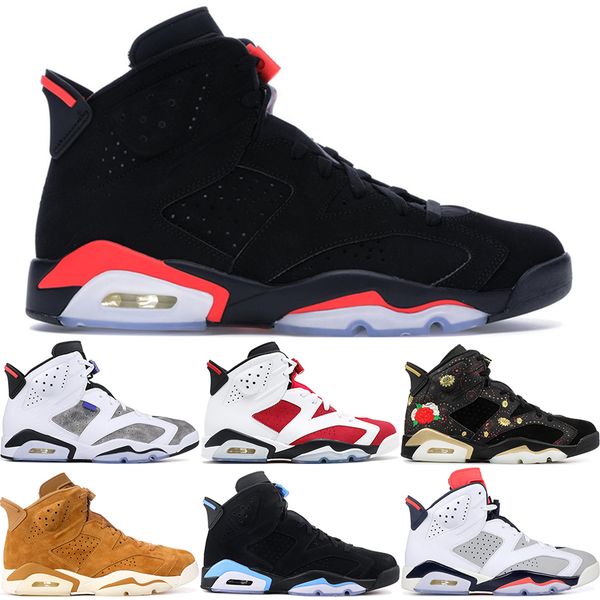 

2019 men black infrared 6 6s basketball shoes mens cny carmine gatorade green tinker unc black cat designer trainers sneakers us 7-13, White;red