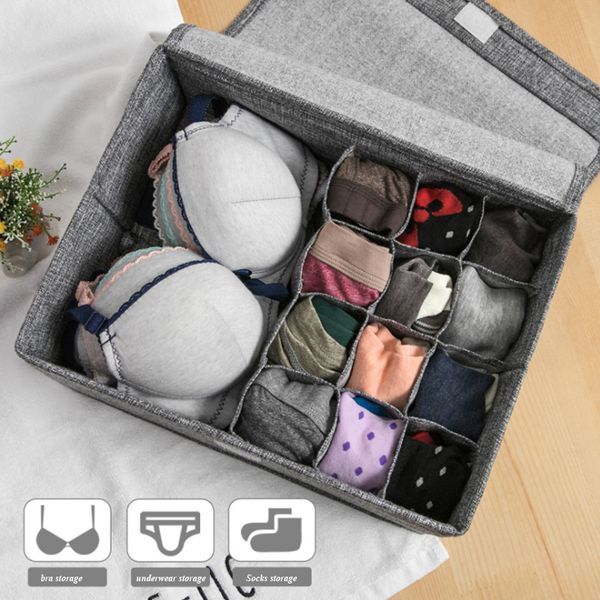 

bra storage box underwear washable with cover linen folding cases necktie socks underwear clothing organizer container bra box