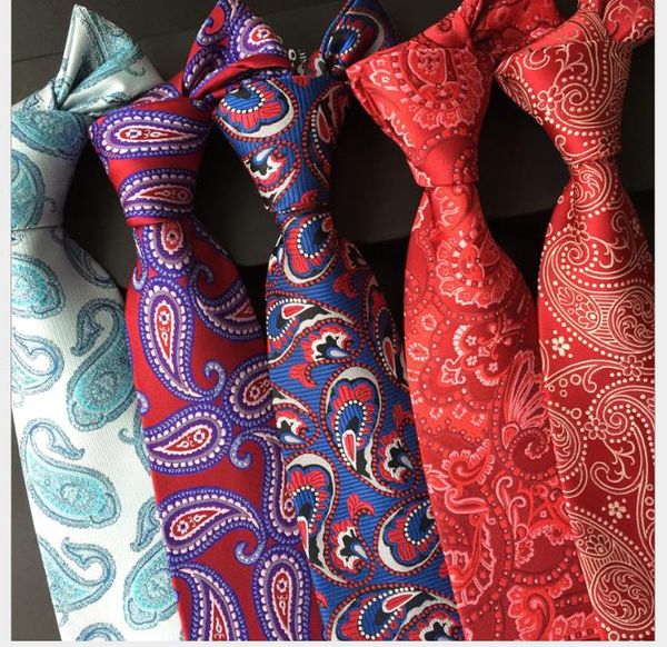 

2019 polyester jacquard material business cashew flower men's tie, Blue;purple