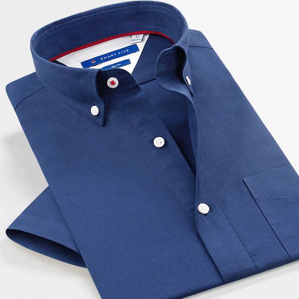 

smartfive oxford dress shirts men short sleeve summer men shirt slim fit business office shirt brand clothing 2017 new sfs5p328, White;black