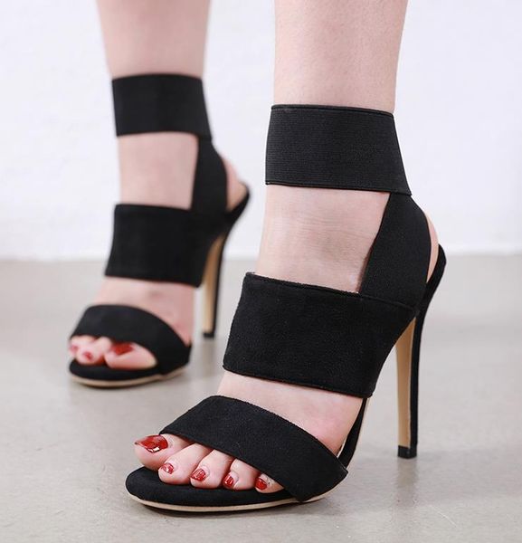 

plus size 35 to 40 41 42 black elastic band high heel luxury designer pumps women shoes