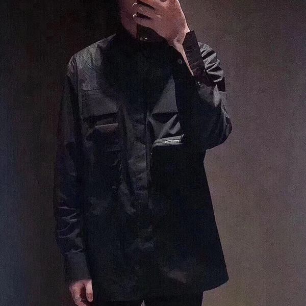 

dfddd осень молния карманные кнопки рубашки мужчины женщины открытый повседневный street hip hop пальто outwear jadsgd, Black;brown