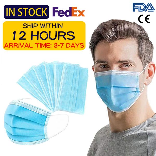 

7339044 12 hours delivery fda ce certified fedex 3-7 days delivery disposable masks 3 layers men and women masks