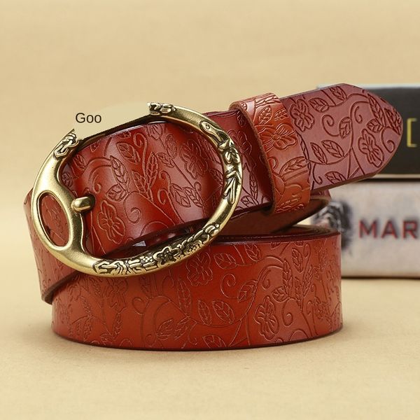 

women's leather simple all-match pure cowhide pin buckle women's wide decorative pin belt cattle belt belt, Black;brown