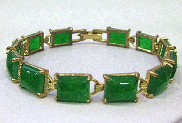 

jade beads link cuff bangle bracelet 7.5 inch aaa01, Golden;silver