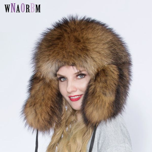 

russian pilot winter hat overlord hat full raccoon fur men and women 100% natural outdoor super warm, Blue;gray