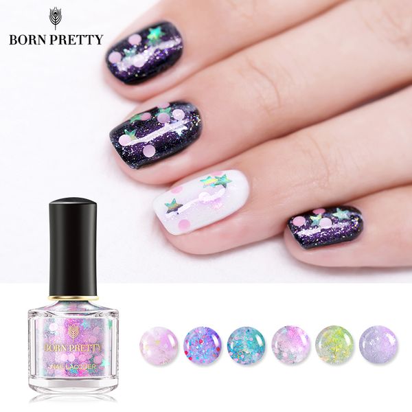 

born pretty 6ml nail polish opal star glitter sequins holo nail art varnish design