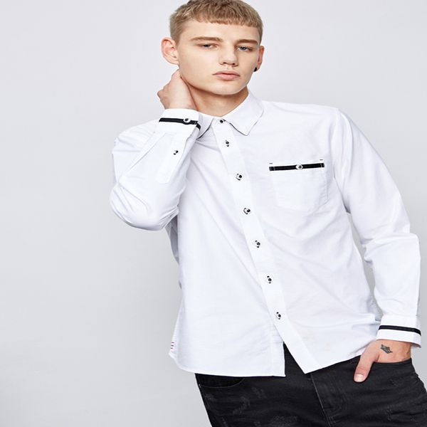 

casual white youth mens shirts slim fit summer cotton sleeve vintage korean style long shirts men coats men, White;black