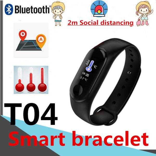 

смарт-браслет t04 социальная дистанция 2 температура в 1 smart alarm bluetooth шагомер фитнес tracker sleep tracker m4 116plus спорт группы