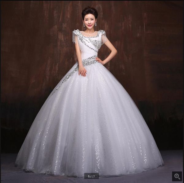 

robe de mariage 2019 ball gown white heavily beading crystals wedding dresses cap sleeve pleated princess puffy long bride gowns sale