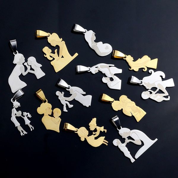 

mother's day stainless steel family mom charms pendants for diy jewelry making silver tone charms bracelet necklace accessories