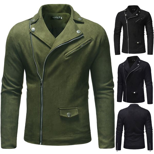 

wholesale 2020 designer autumn winter mens casual slim jackets coats men outerwear lapel neck with cable zipper warm outdoor mens jackets, Black;brown