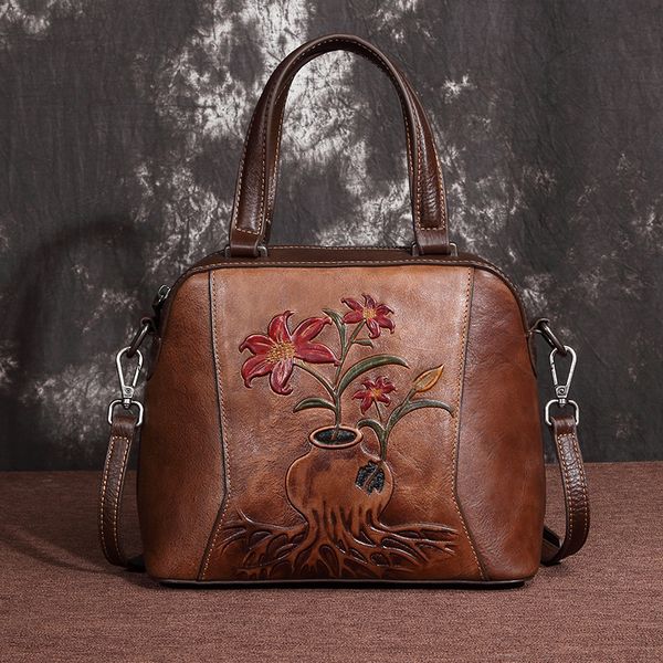 

johnature retro hand painted luxury handbags 2019 new leisure genuine leather large capacity cowhide shoulder & crossbody bags