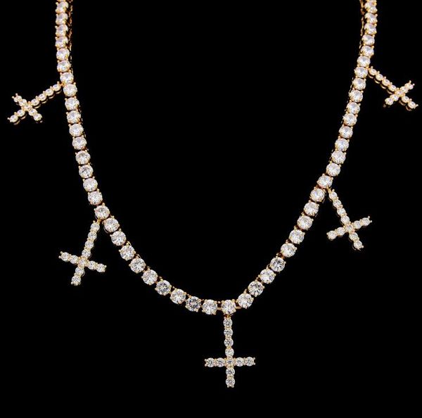 

valentine's day fashion hip-hop necklace with zircon necklace cross necklace couple hanging with stone-inlaid jewelry pendants, Silver