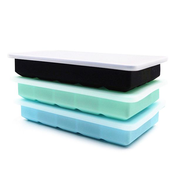 

15 grid food grade silicone ice tray home with lid diy ice cube mold square shape ice cream maker kitchen bar accessories