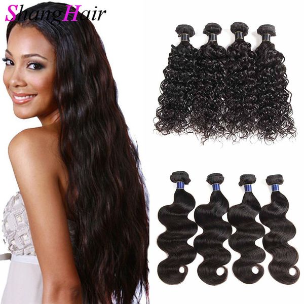 

mink brazilian virgin hair weft water wave 8inch-26inch wet & wavy virgin hair bundles 8a grade unprocessed body wave human hair weaves, Black