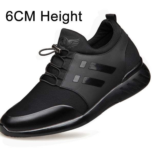 

2019 men's shoes quality lycra+cow leather shoes brand 8cm increasing british new spring black man casual height