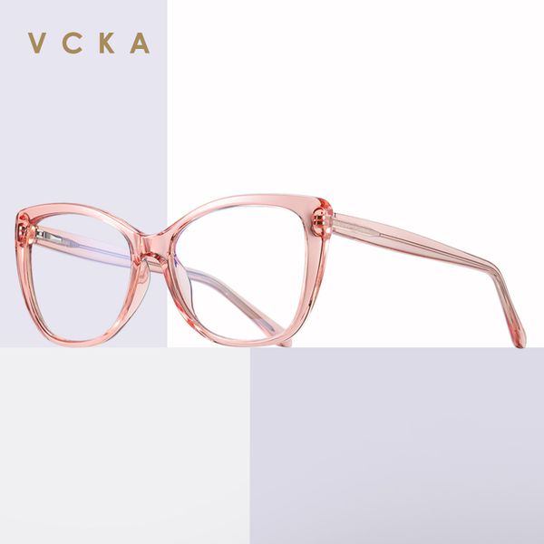 

vcka brand design 2020 anti blue light blocking glasses cat eye optics frame vintage computer gaming clear eyewear women uv400, White;black