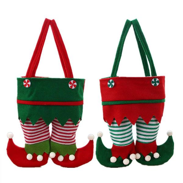 

4pcs cute christmas candy bags cartoon elf feet pattern portable gift handbags festival party supplies christmas candy box