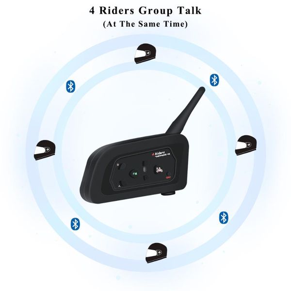 

vnetphone v4 intercom motorcycle helmet bluetooth headset 850mah 4 people intercomunicador moto speaker waterproof fm radio