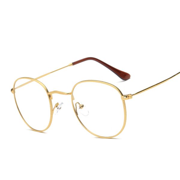 

fashion women eyeglasses frame clear lens eyewear retro glasses metal temples nerd transparent frames spectacle optical, Silver