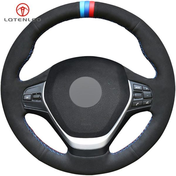 

lqtenleo black suede diy car steering wheel cover for 4 series 420d 420i 428i 430i 435i 440i f32 f33 f36 2013-2019